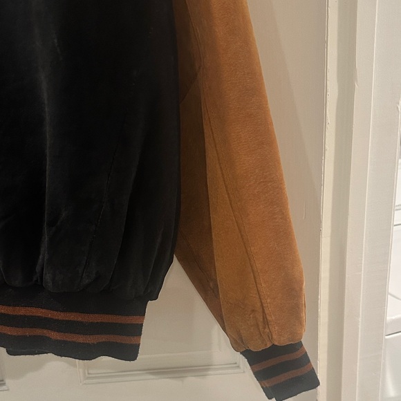 Vintage- Atlanta Olympic Games 1996 Suede Jacket -Black and Tan Bomber Jacket - Picture 12 of 16